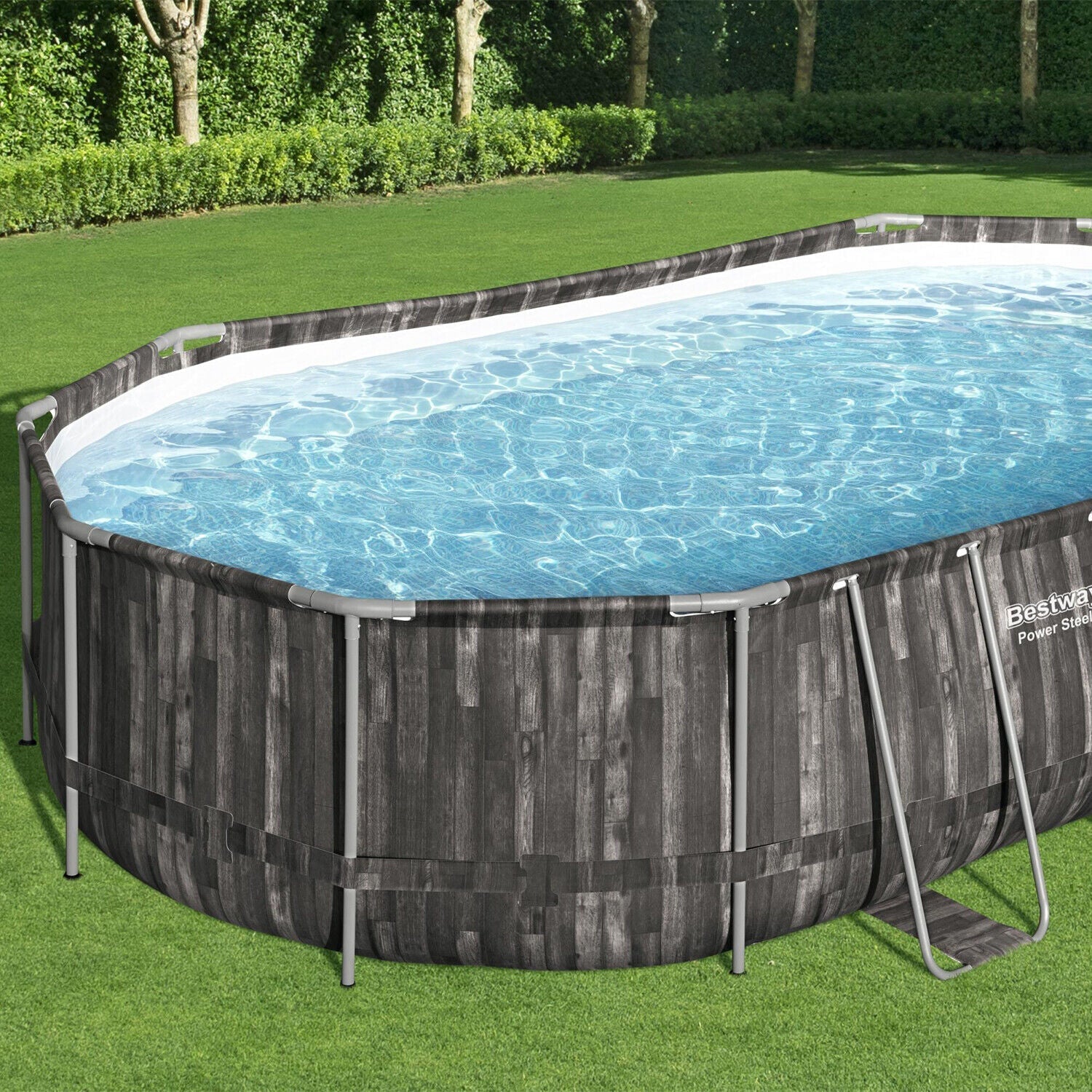 bestway power steel 20′ x 12′ x 48″ oval above ground outdoor swimming pool set bestway power steel 20′ x 12′ x 48″ oval above ground outdoor swimming pool set