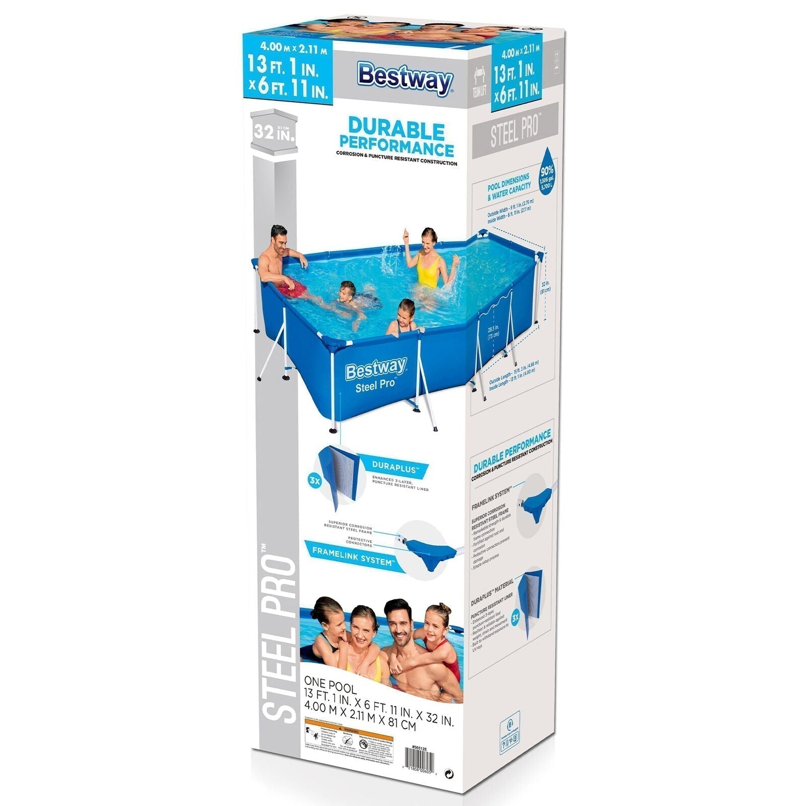 bestway steel pro 13′ x 7′ x 32″ rectangular above ground outdoor swimming pool bestway steel pro 13′ x 7′ x 32″ rectangular above ground outdoor swimming pool