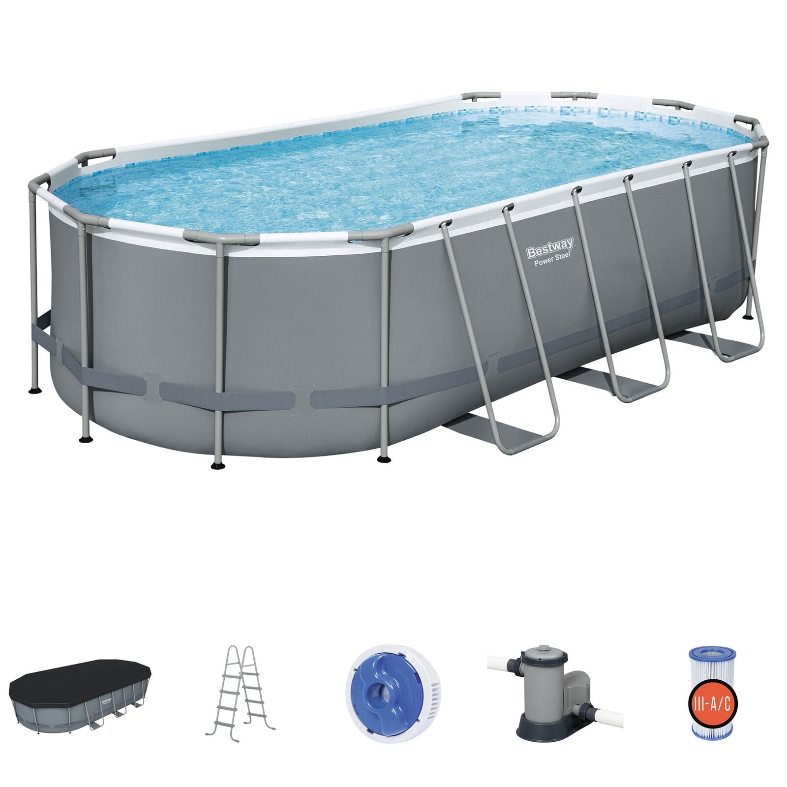 bestway power steel 18′ x 9′ x 48″ oval above ground outdoor swimming pool set bestway power steel 18′ x 9′ x 48″ oval above ground outdoor swimming pool set