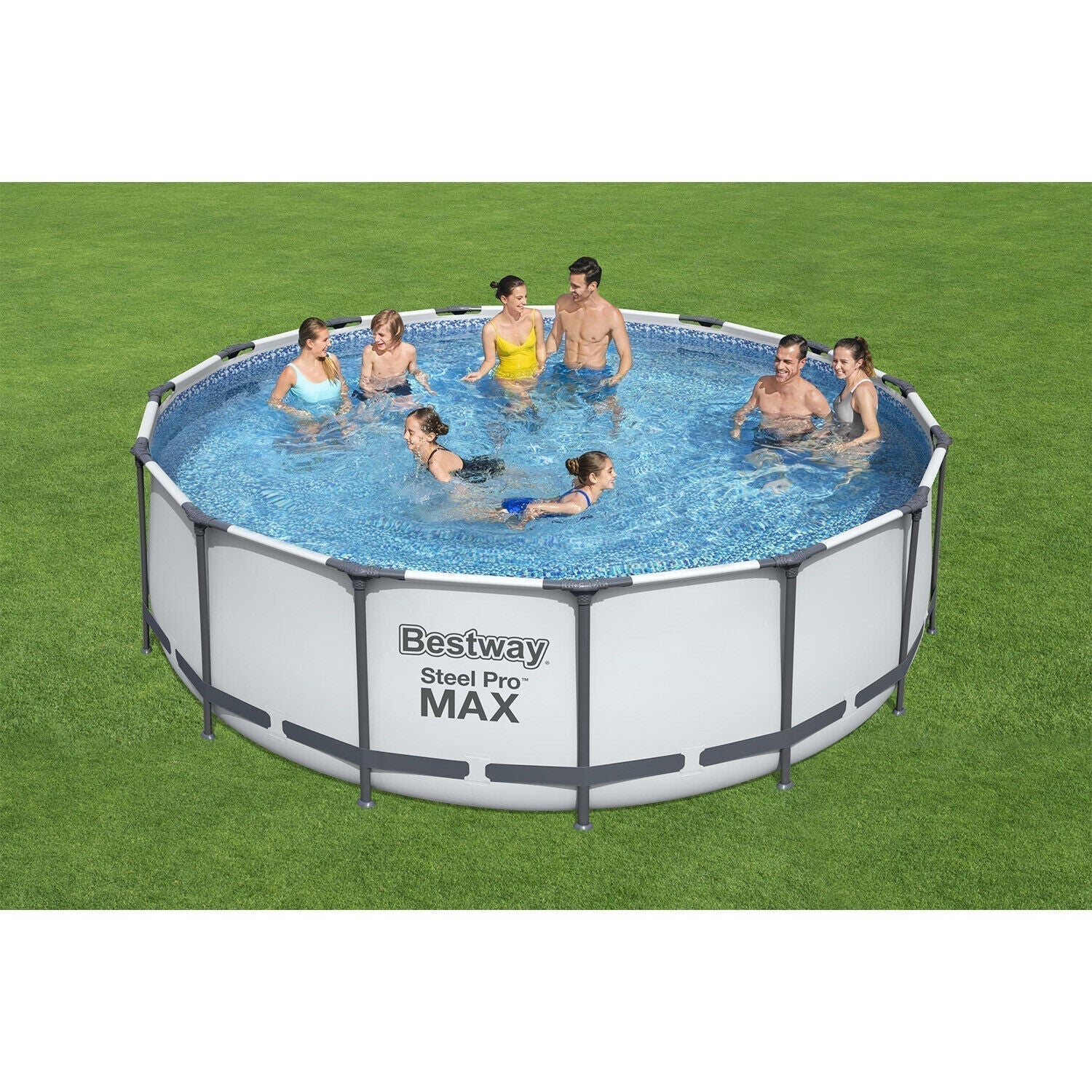 bestway steel pro max 15’x48″ round above ground swimming pool with pump & cover bestway steel pro max 15’x48″ round above ground swimming pool with pump & cover