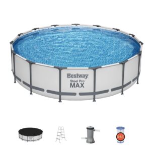 bestway steel pro max 15’x42″ round above ground swimming pool with pump & cover