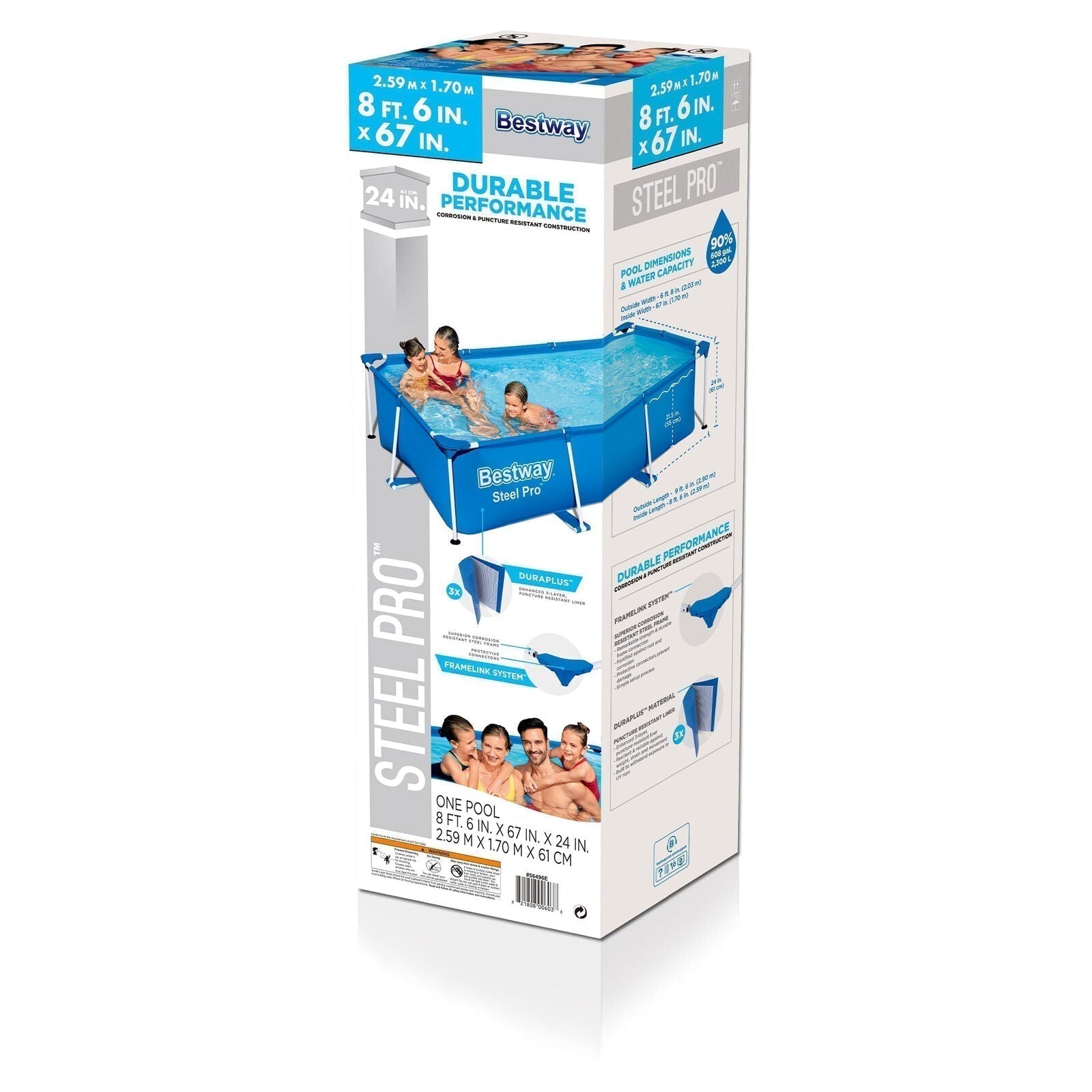bestway steel pro 8.5’x67″x24″ rectangular above ground outdoor swimming pool bestway steel pro 8.5’x67″x24″ rectangular above ground outdoor swimming pool