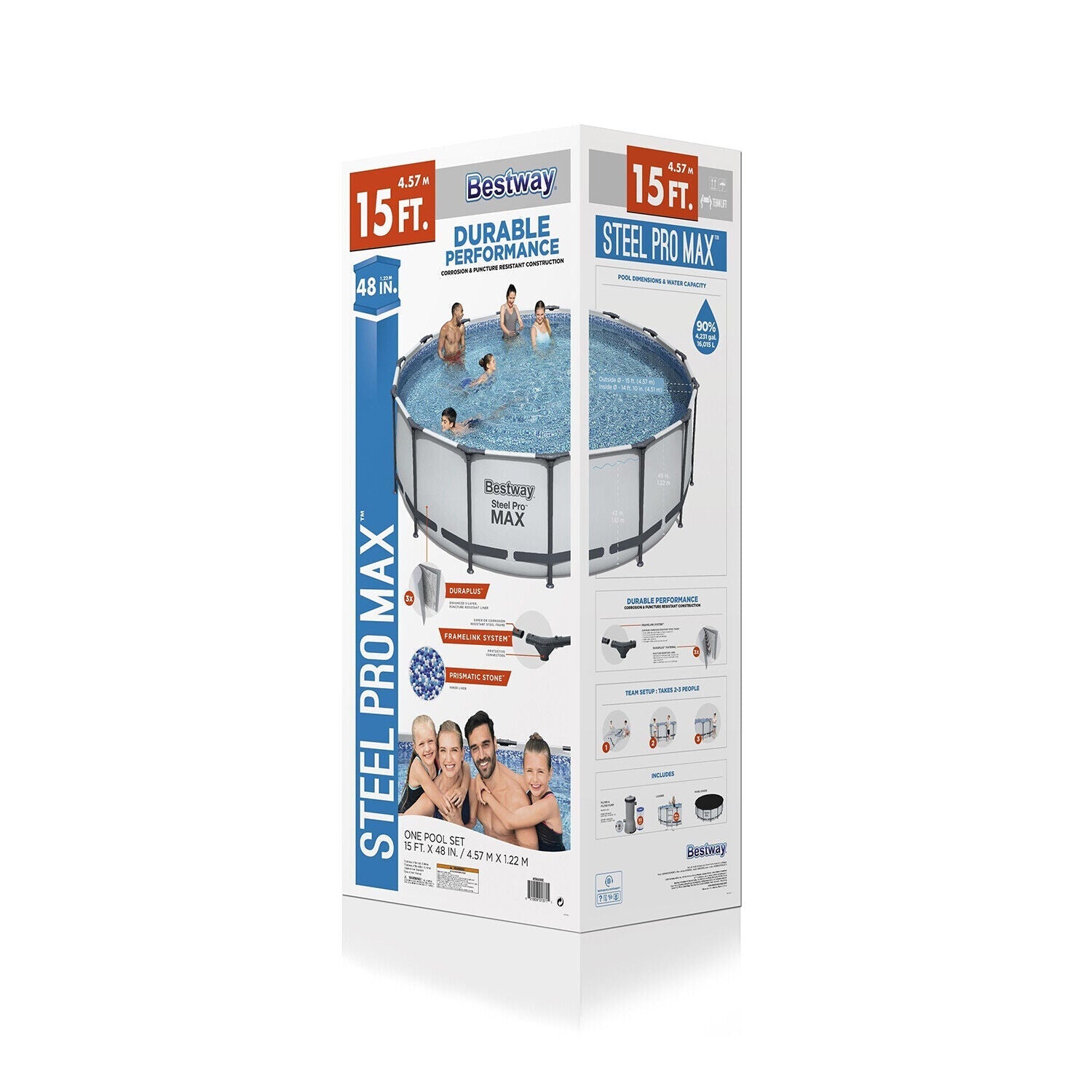 bestway steel pro max 15’x48″ round above ground swimming pool with pump & cover bestway steel pro max 15’x48″ round above ground swimming pool with pump & cover