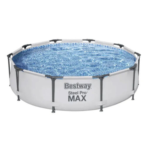 bestway 12′ x 30″ steel pro frame max round above ground swimming pool with pump bestway 12′ x 30″ steel pro frame max round above ground swimming pool with pump
