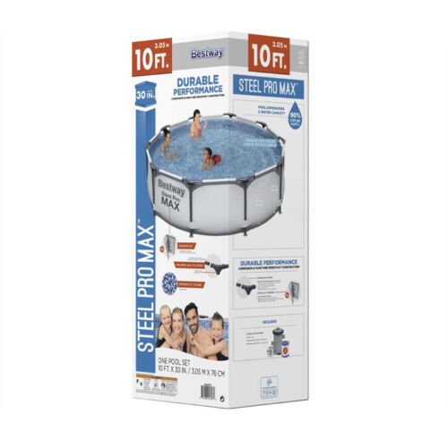bestway 12′ x 30″ steel pro frame max round above ground swimming pool with pump bestway 12′ x 30″ steel pro frame max round above ground swimming pool with pump