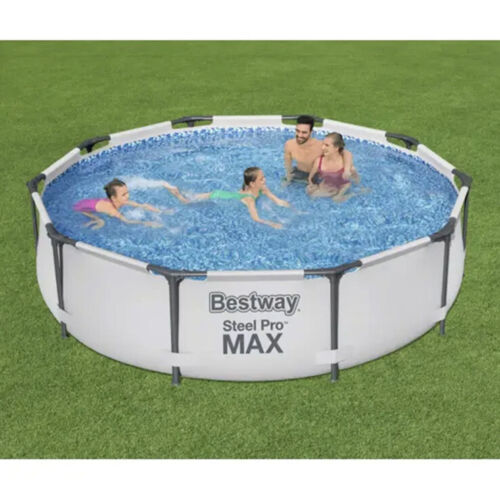 bestway 12′ x 30″ steel pro frame max round above ground swimming pool with pump bestway 12′ x 30″ steel pro frame max round above ground swimming pool with pump