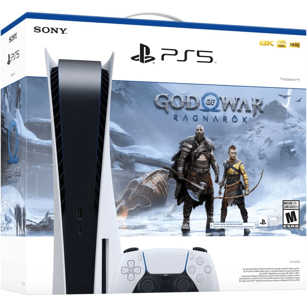 ps5 console god of war ragnarok bundle, white ps5 console god of war ragnarok bundle, white