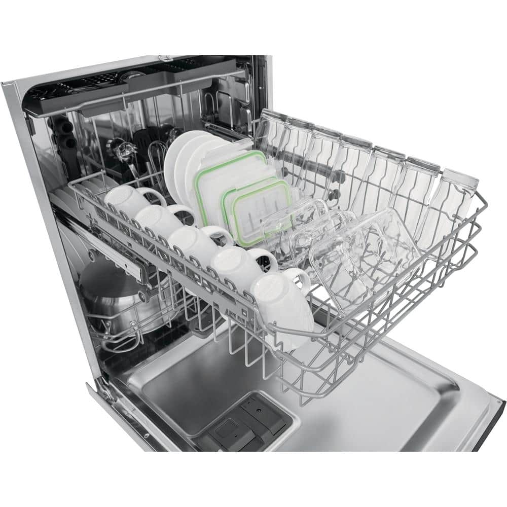 frigidaire 24 in. stainless steel top control built in tall tub dishwasher with stainless steel tub and 3rd level rack, 49 dba