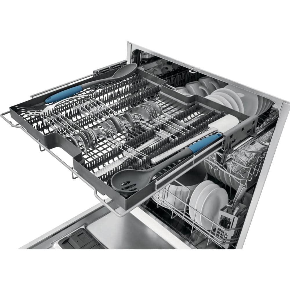 frigidaire 24 in. stainless steel top control built in tall tub dishwasher with stainless steel tub and 3rd level rack, 49 dba