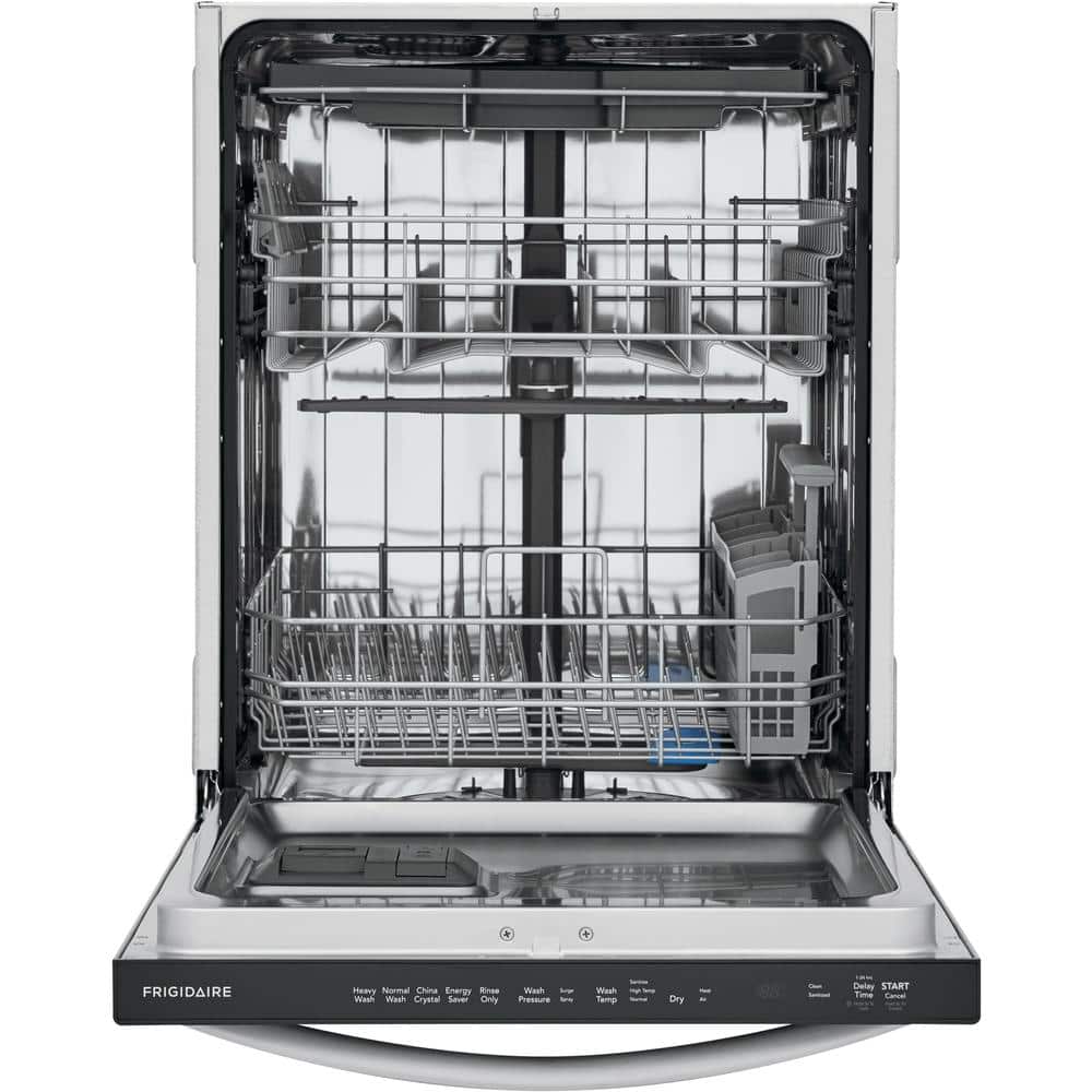 frigidaire 24 in. stainless steel top control built in tall tub dishwasher with stainless steel tub and 3rd level rack, 49 dba