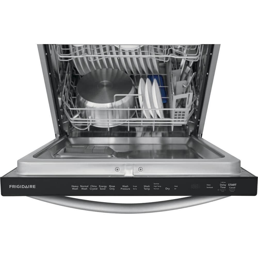 frigidaire 24 in. stainless steel top control built in tall tub dishwasher with stainless steel tub and 3rd level rack, 49 dba