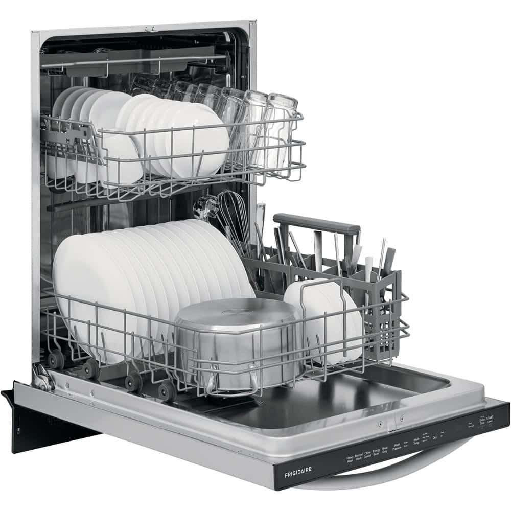 frigidaire 24 in. stainless steel top control built in tall tub dishwasher with stainless steel tub and 3rd level rack, 49 dba