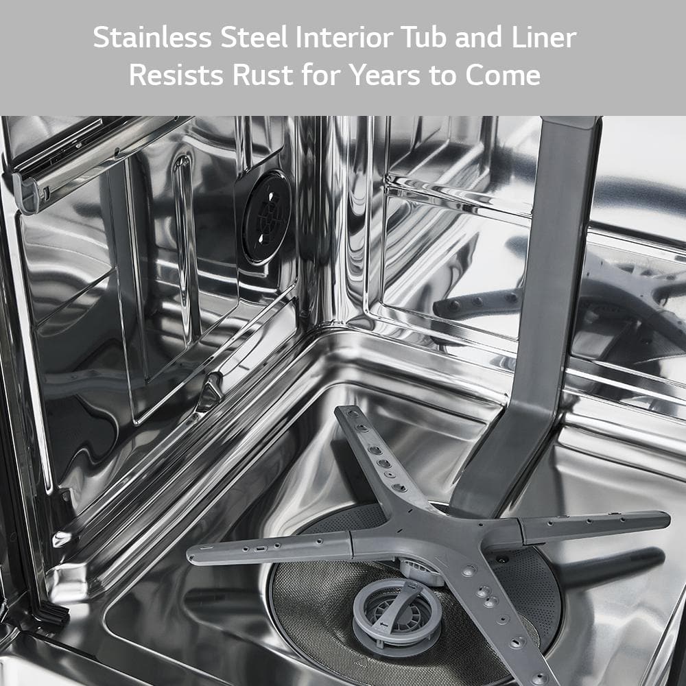 lg 24 in. stainless steel front control dishwasher with quadwash, 3rd rack & dynamic dry, 48 dba