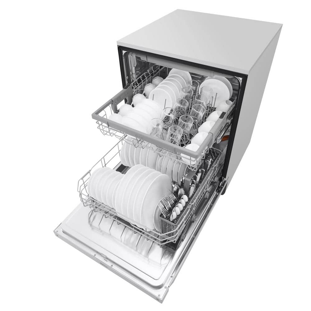 lg 24 in. stainless steel front control dishwasher with quadwash, 3rd rack & dynamic dry, 48 dba