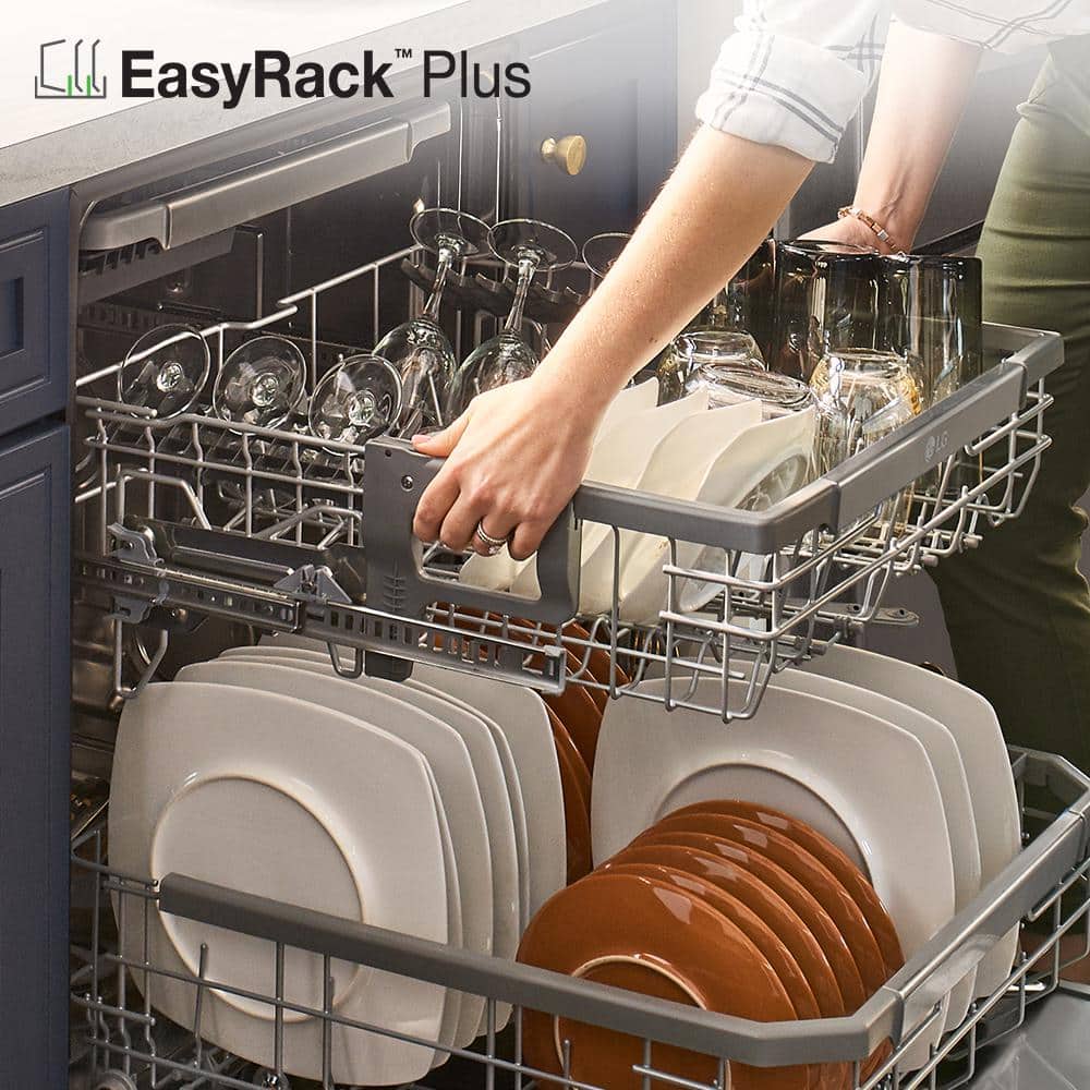 lg 24 in. stainless steel front control dishwasher with quadwash, 3rd rack & dynamic dry, 48 dba