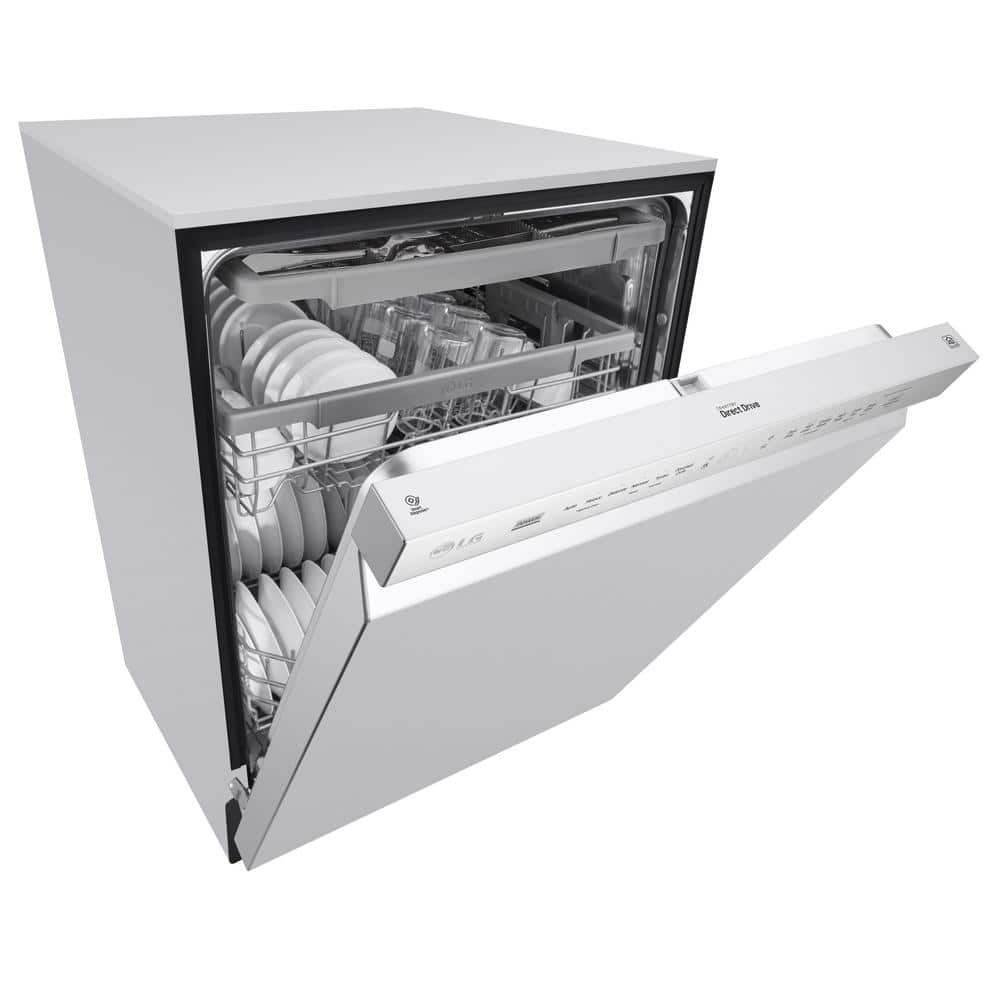lg 24 in. stainless steel front control dishwasher with quadwash, 3rd rack & dynamic dry, 48 dba