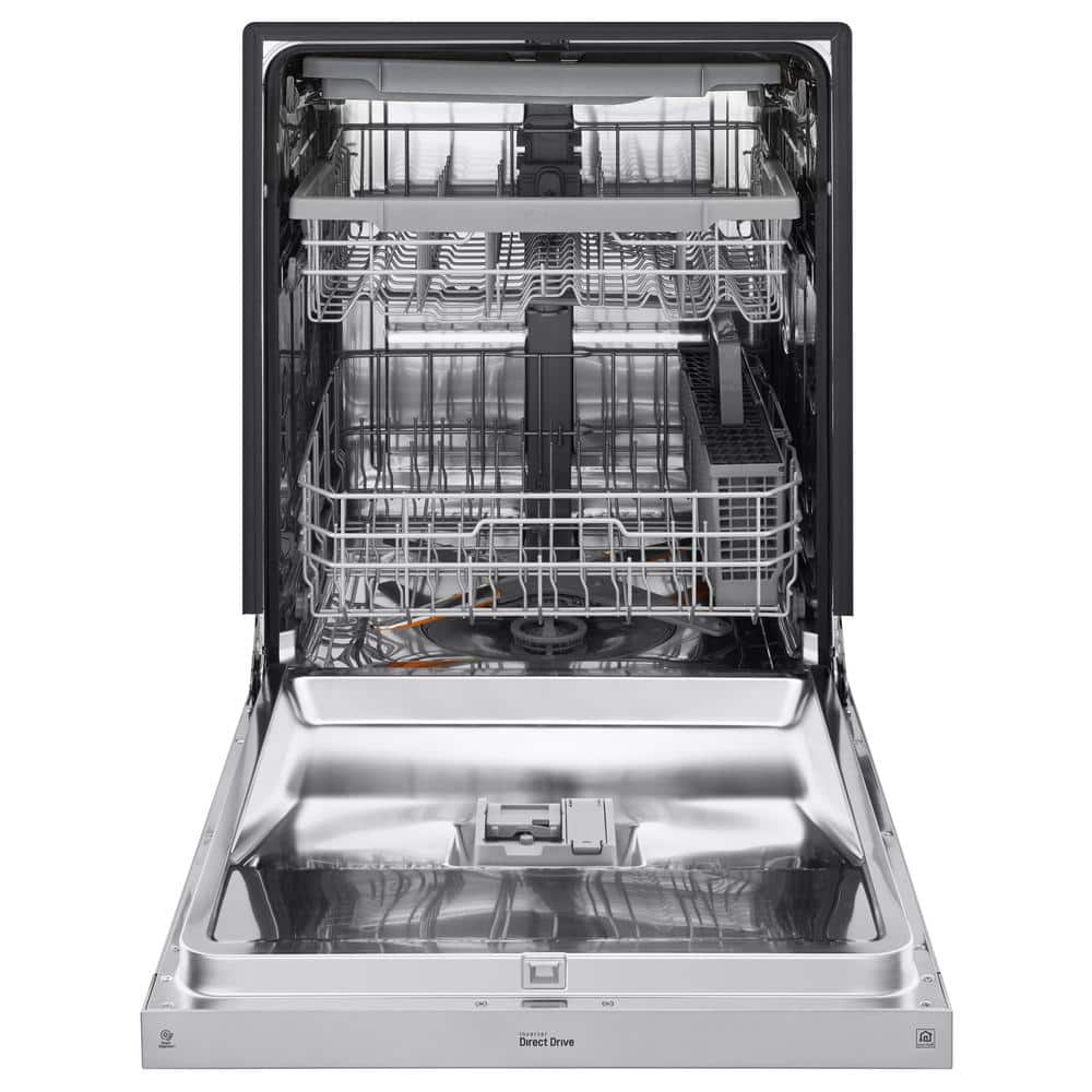 lg 24 in. stainless steel front control dishwasher with quadwash, 3rd rack & dynamic dry, 48 dba