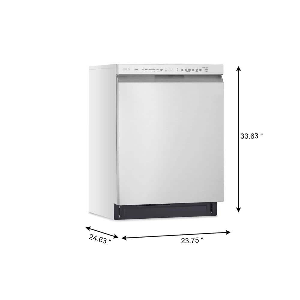 lg 24 in. stainless steel front control dishwasher with quadwash, 3rd rack & dynamic dry, 48 dba