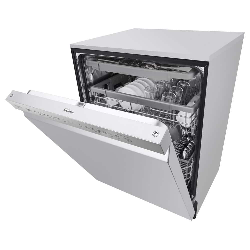 lg 24 in. stainless steel front control dishwasher with quadwash, 3rd rack & dynamic dry, 48 dba