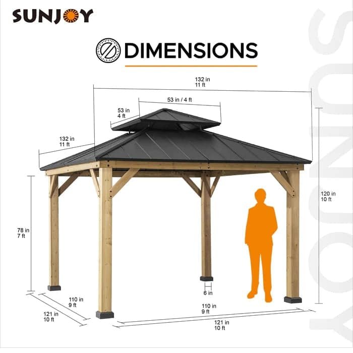 sunjoy outdoor patio black 2 tier wooden frame backyard hardtop gazebo with ceiling hook sunjoy outdoor patio black 2 tier wooden frame backyard hardtop gazebo with ceiling hook