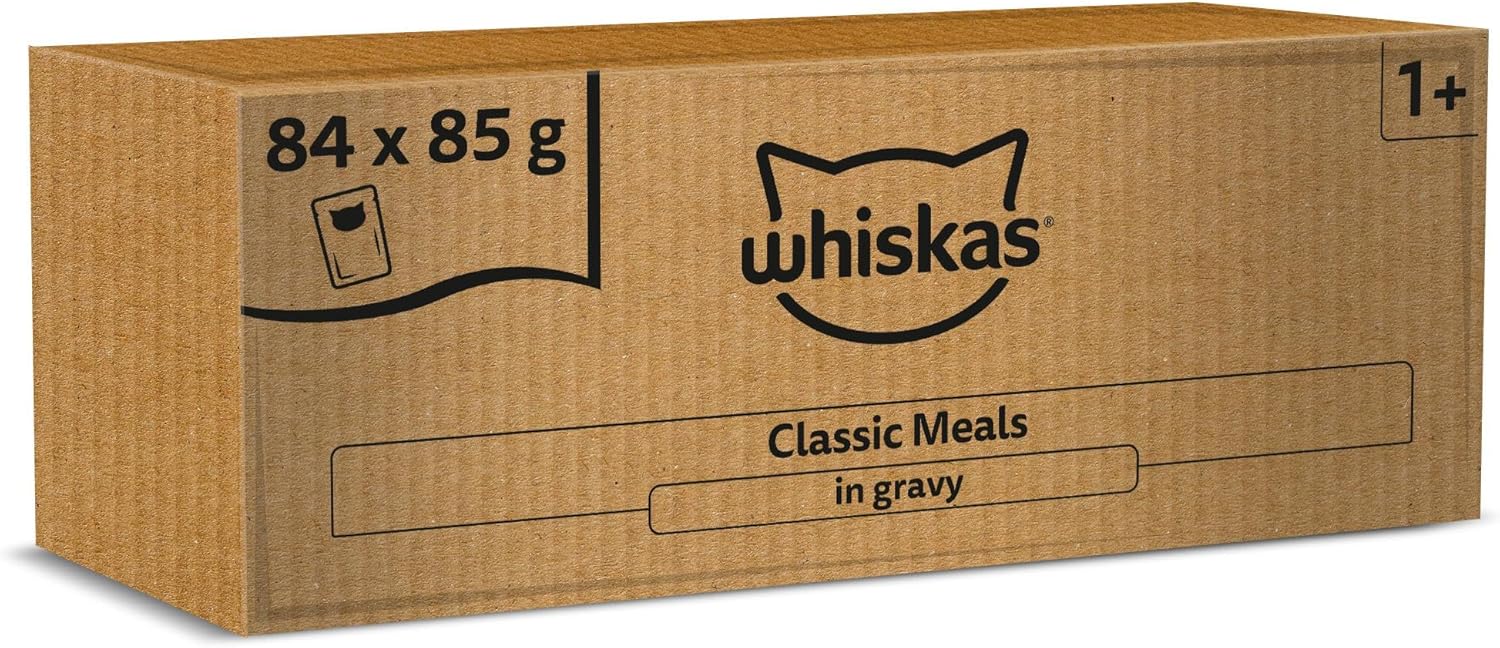 whiskas 1+ adult classic selection in gravy 84 pouches, adult wet cat food, megapack (84 x 85 g) whiskas 1+ adult classic selection in gravy 84 pouches, adult wet cat food, megapack (84 x 85 g)