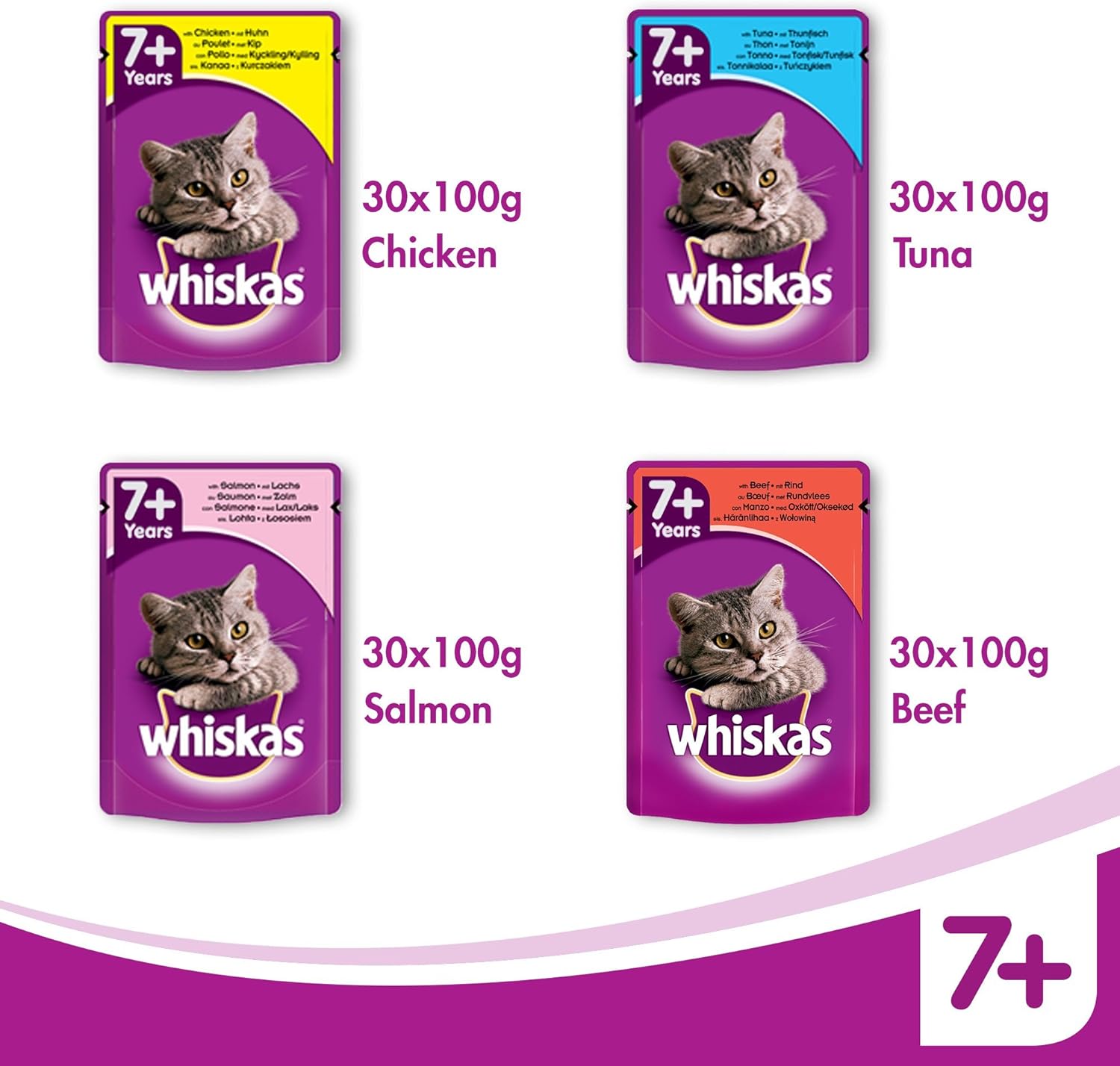 whiskas wet pouches, fish and meaty selection in jelly, suitable for senior cats aged 7+, megapack (120 x 100 g) whiskas wet pouches, fish and meaty selection in jelly, suitable for senior cats aged 7+, megapack (120 x 100 g)