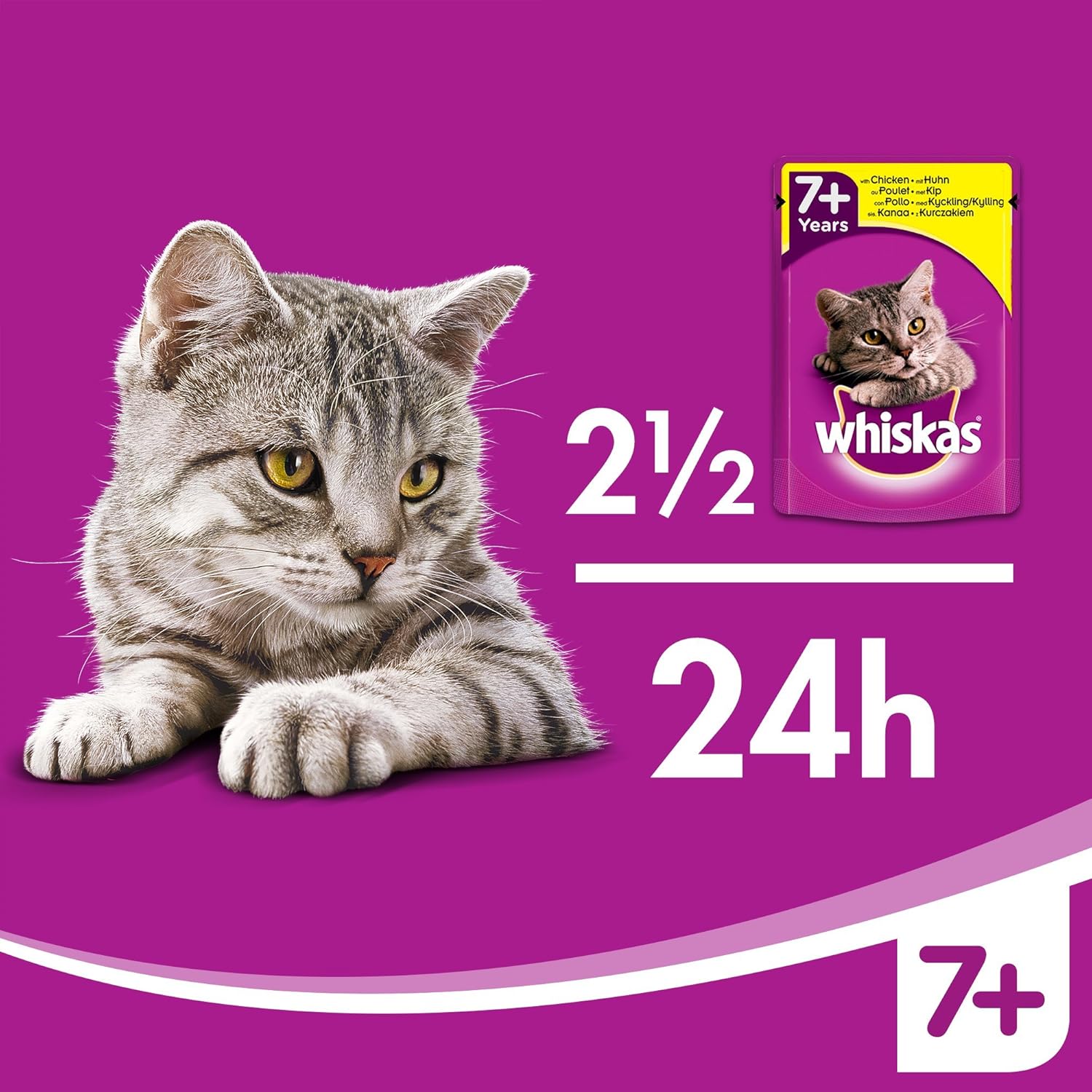 whiskas wet pouches, fish and meaty selection in jelly, suitable for senior cats aged 7+, megapack (120 x 100 g) whiskas wet pouches, fish and meaty selection in jelly, suitable for senior cats aged 7+, megapack (120 x 100 g)