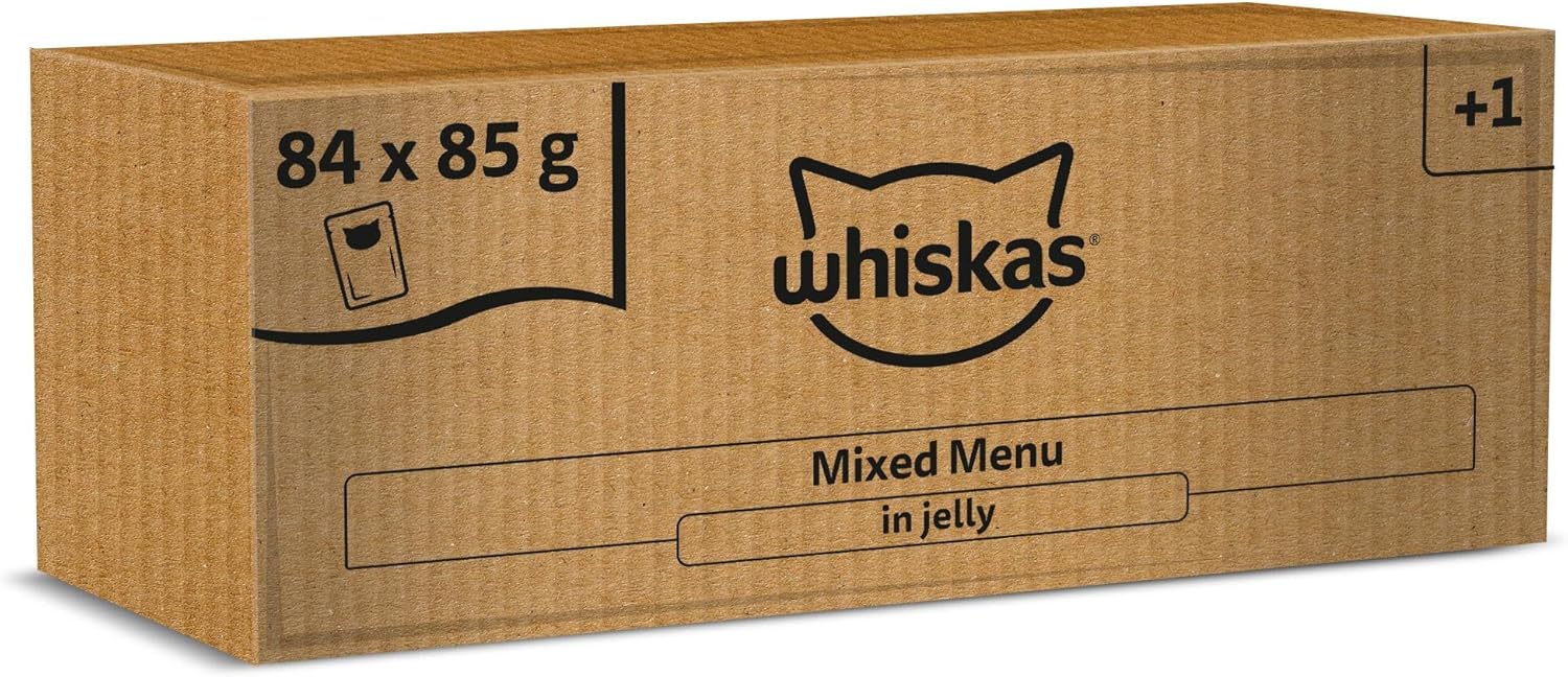 whiskas 1 plus adult mixed selection in jelly 84 pouches, adult wet cat food, megapack (84 x 85 g) whiskas 1 plus adult mixed selection in jelly 84 pouches, adult wet cat food, megapack (84 x 85 g)