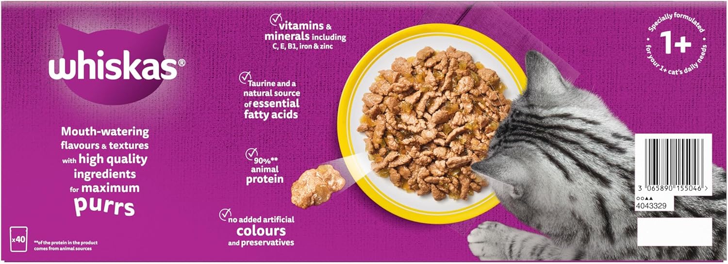 whiskas adult wet cat food in jelly 40x85g poultry feasts whiskas adult wet cat food in jelly 40x85g poultry feasts