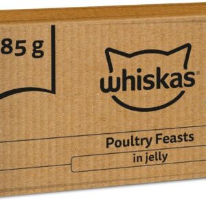 whiskas junior poultry selection in jelly 84 pouches, wet kitten and cat food, selection of chicken, duck, poultry and turkey, megapack (84 x 85 g)