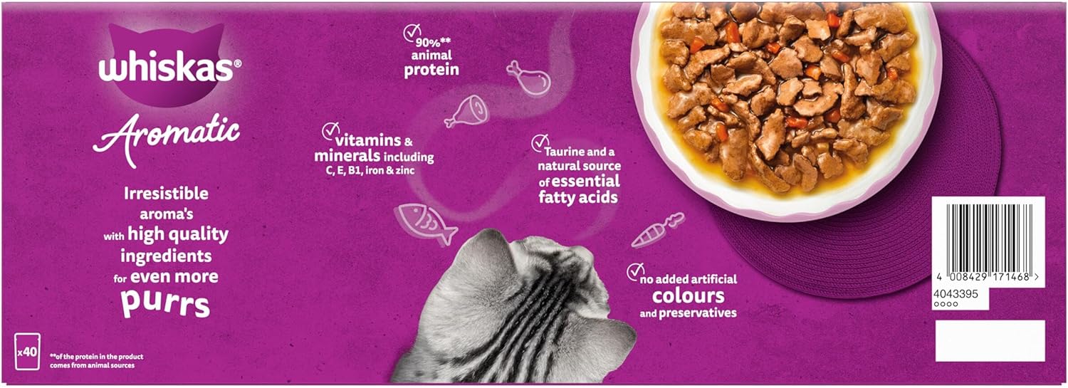 whiskas aromatic adult wet cat food in gravy 40x85g fragrant fusions whiskas aromatic adult wet cat food in gravy 40x85g fragrant fusions