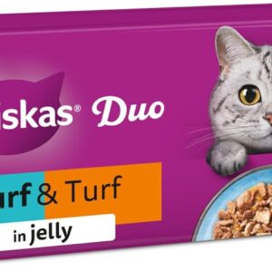 whiskas duo adult wet cat food in jelly 40x85g surf & turf