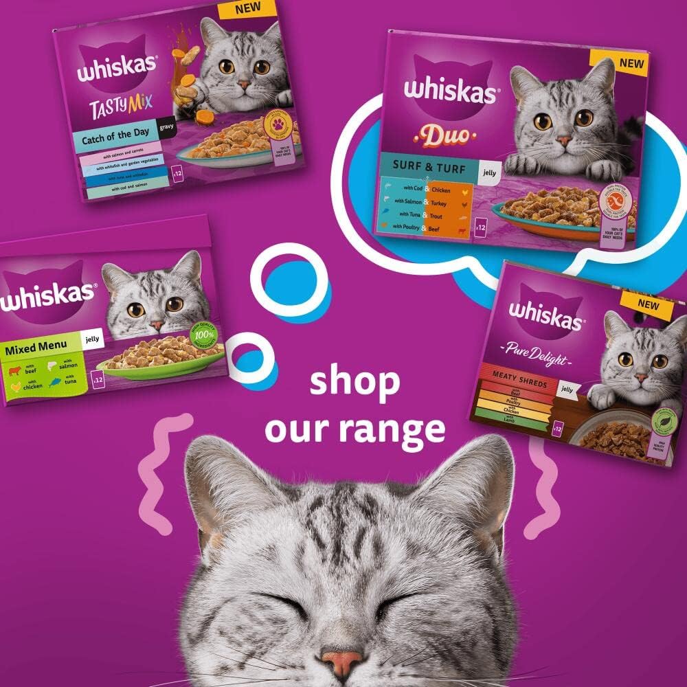 whiskas duo adult wet cat food in jelly 40x85g surf & turf whiskas duo adult wet cat food in jelly 40x85g surf & turf